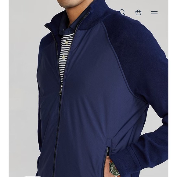 RLX Ralph Lauren Mens Full Zip Hybrid Sweater Jacket Wool Blend Navy Size XL NEW - Picture 4 of 9